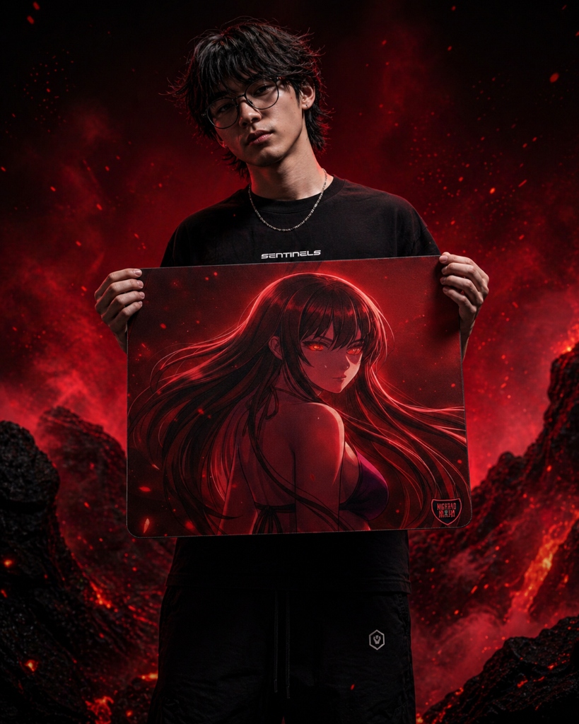 Gamer portrait with mousepad